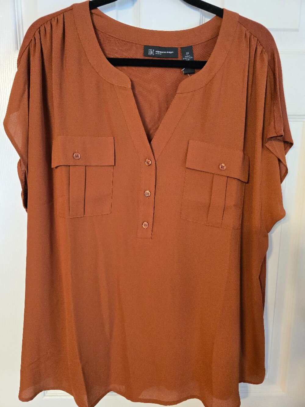 INC International Concepts Rawhide Mixed Media Blouse - NWT